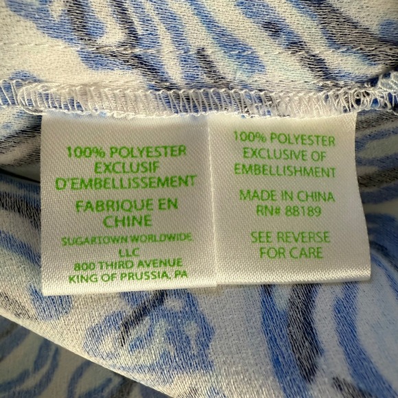 Lilly Pulitzer Resort White Kailen Top Drop In Blue Shells Embellished Tie Waist - Picture 11 of 13